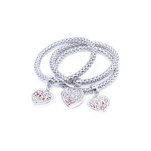 Hearts Crystal Charms Multilayer Bracelets - 3PCS Gold/Silver/Rose Gold Corn
